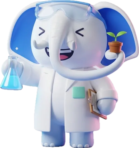 Maskot gajah Ganesha Karsa berjas laboratorium